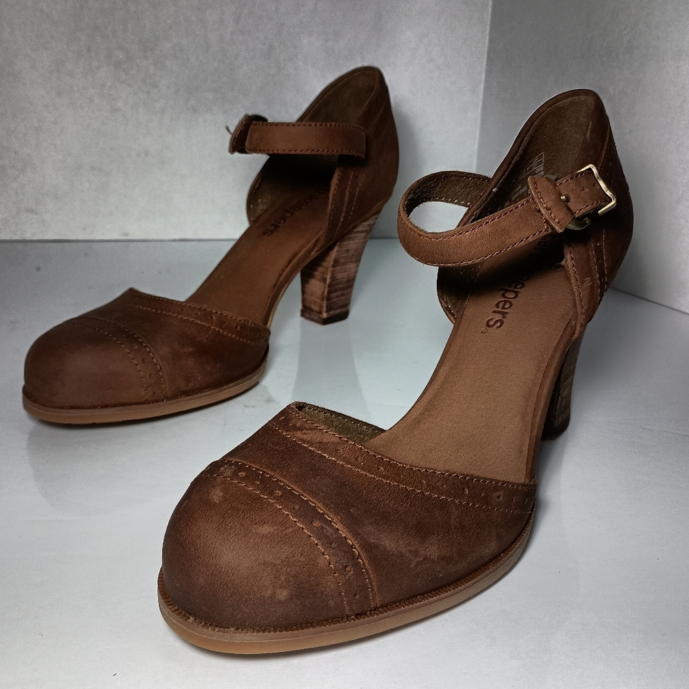 Timberland Earthkeepers Wingate Womens Mary Jane Ankle-Strap Brown Leather Heels